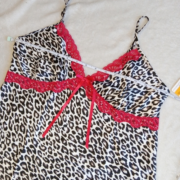 5 for $10 Maidenform NWT Silver Leopard Print & Red Lace Sleep Top size Small - Picture 5 of 7